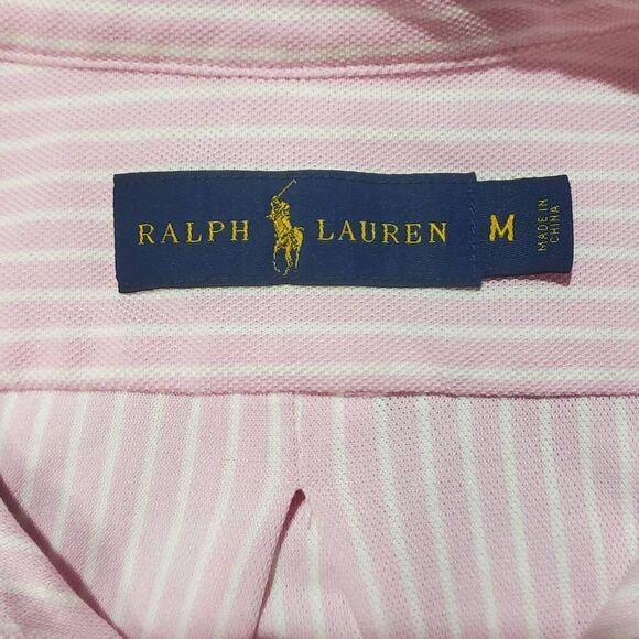 Ralph Lauren Buttin Down Long Sleeve Pink/White Striped Shirt Size M - Picture 4 of 9